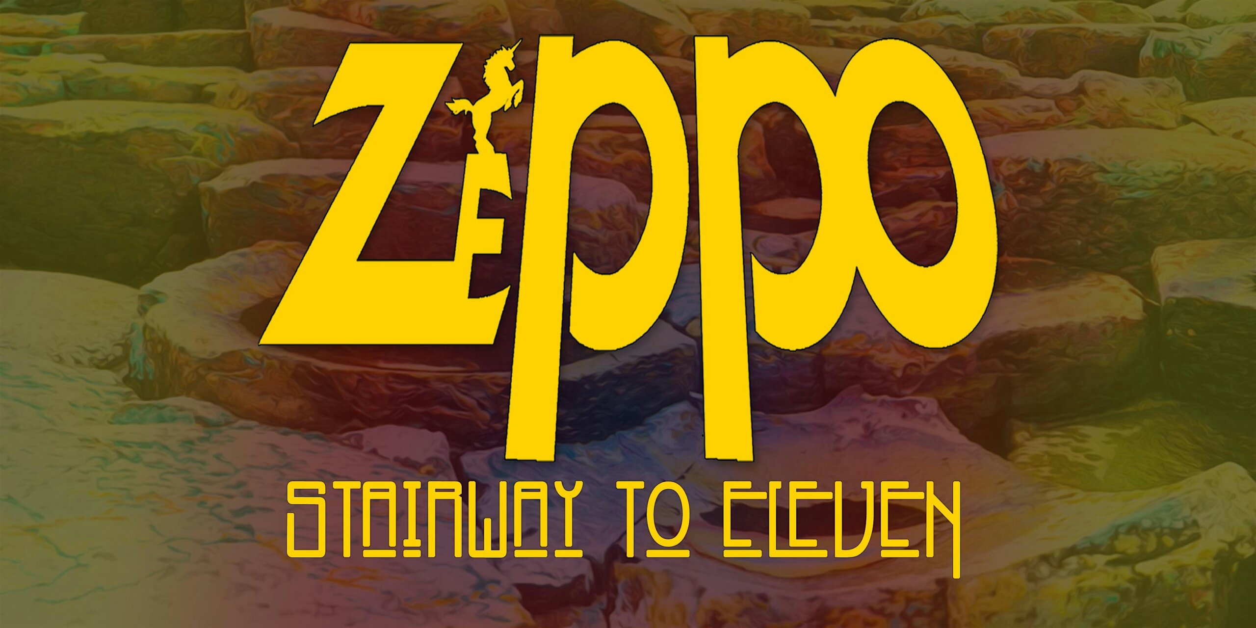Large bold yellow title text reading 'Zombo' with a small silhouette inside the letter, set against a rocky, tinted background.